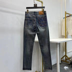 Mandala Print Back Pocket Vintage Wash Slim Jeans C261001