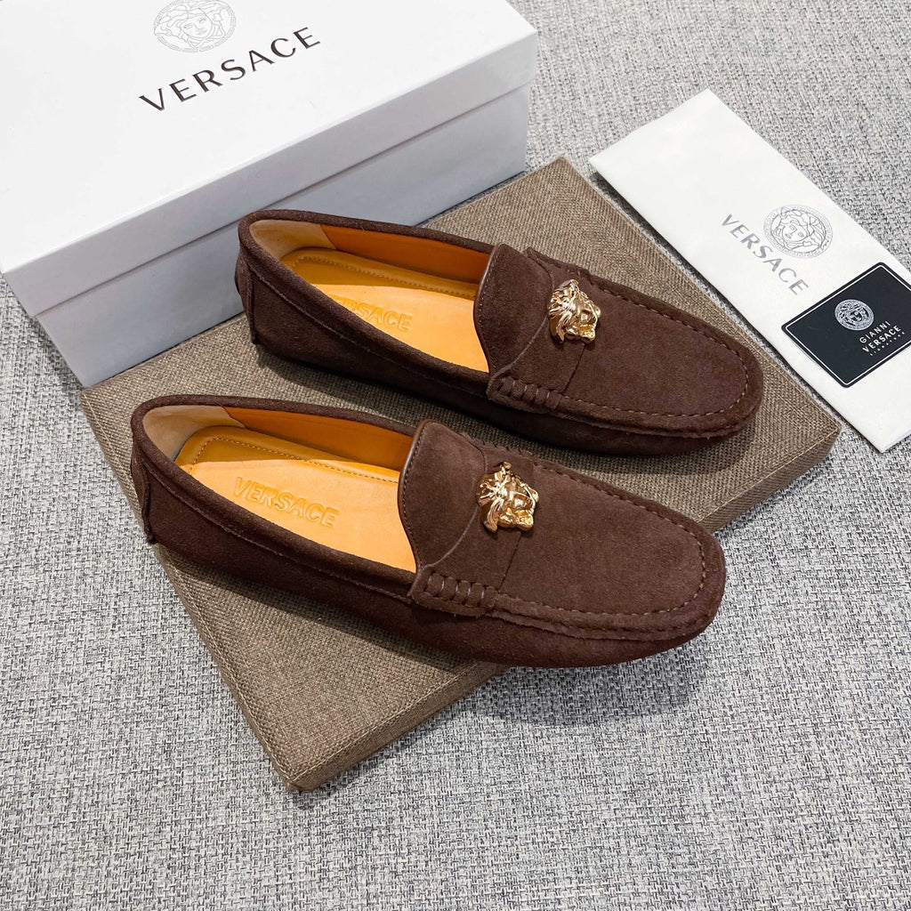 Men's Medusa Gold Emblem Slip-On Loafer Driving Shoes NE190117