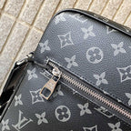 Printed Fabric Leather Trim Square Crossbody Messenger Bag B101007