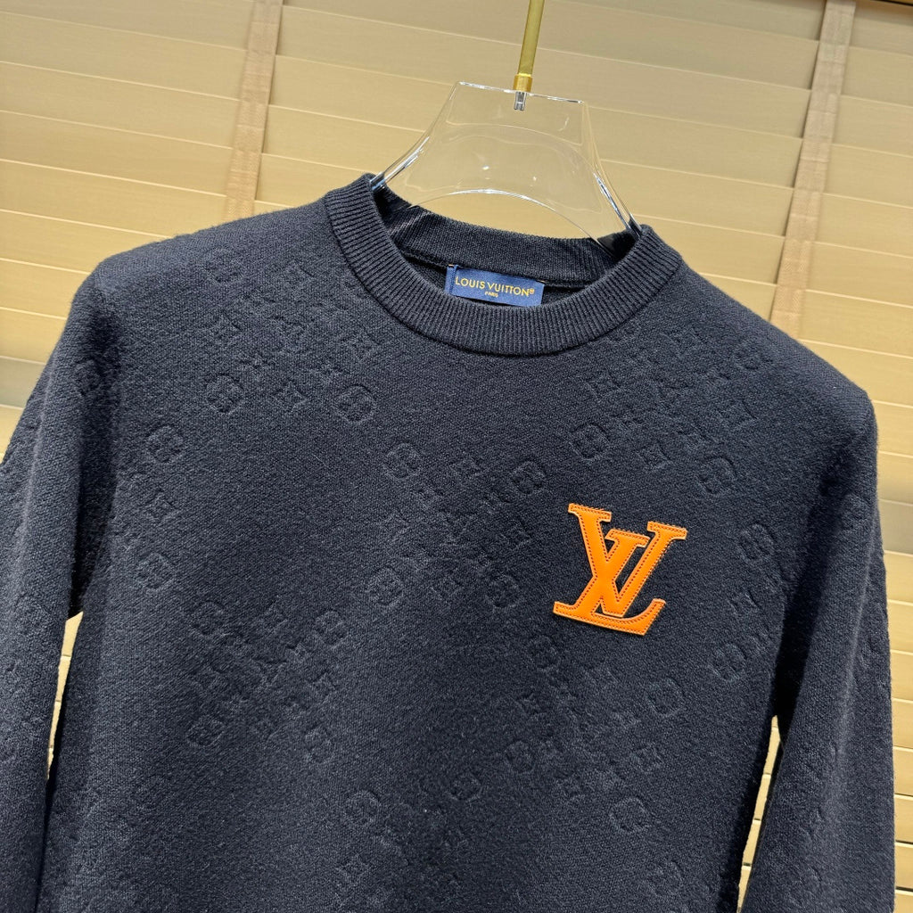 New Crew Neck Diamond Arrangement Jacquard Knit Sweater GN380104