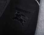 Solid Black Slim Denim With Flocked Equestrian Graphic V260836