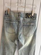 Light Faded Grey-Blue Metal V Emblem Slim Jeans C261041