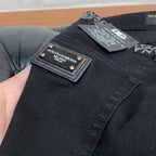 Solid Black Jacquard Waistband Minimal Denim Jeans L260642
