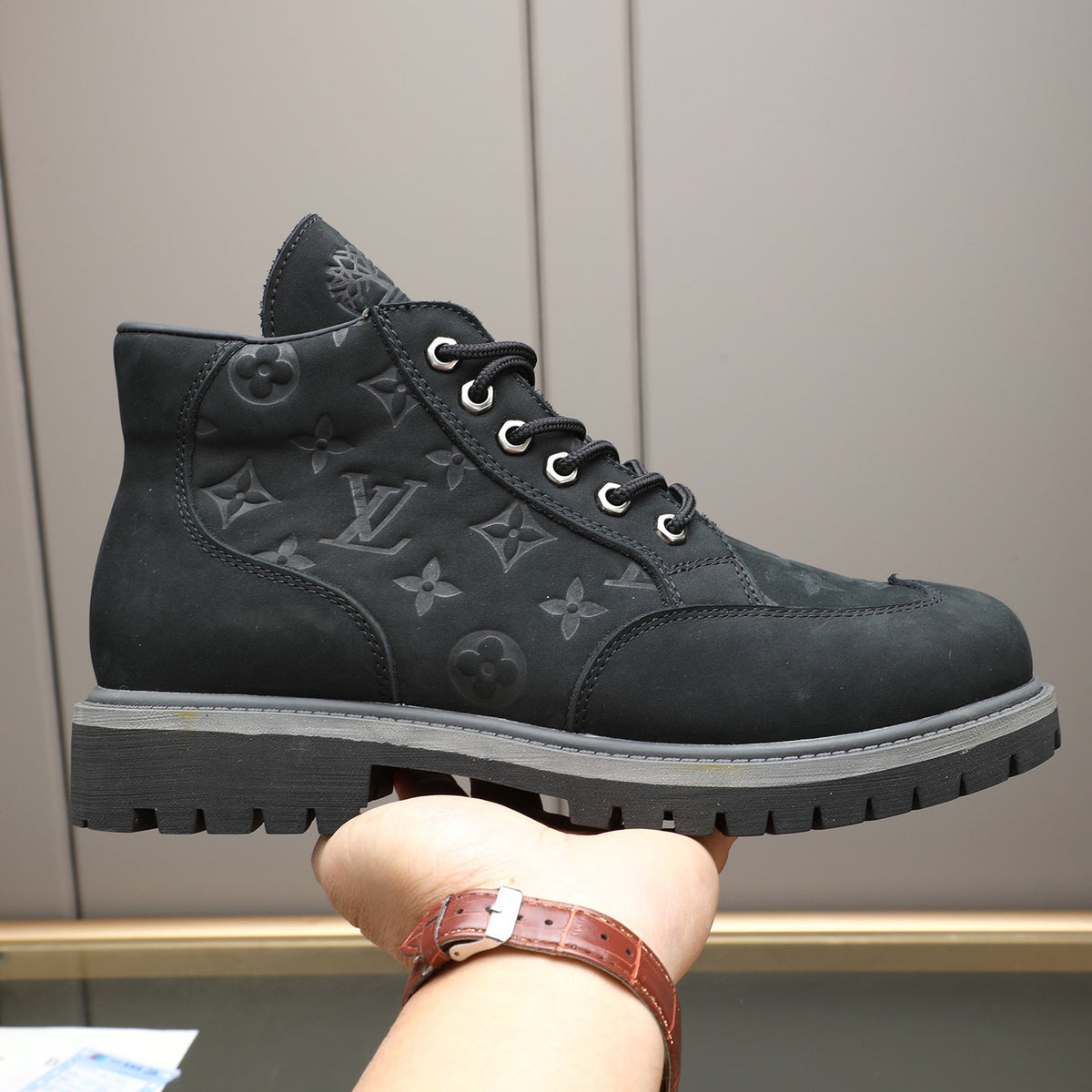 Men's Debossed Monogram High Top Work Boots NE190120