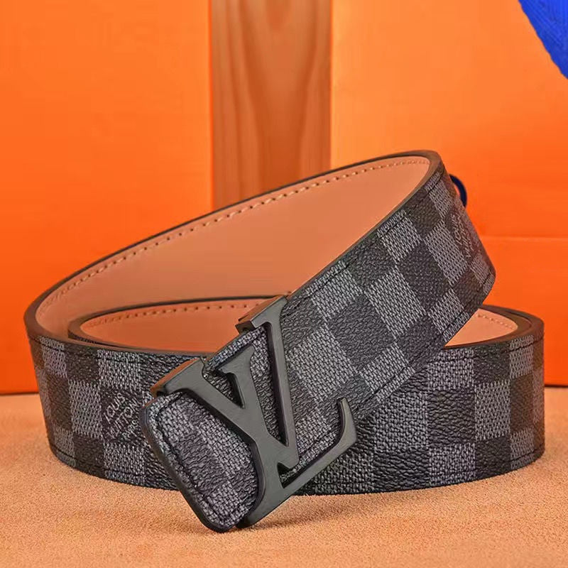 Checkered & Vintage Print Metal Buckle Belt E020802