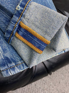 Light Blue Vintage Metal Plate Slim Denim Jeans M260735