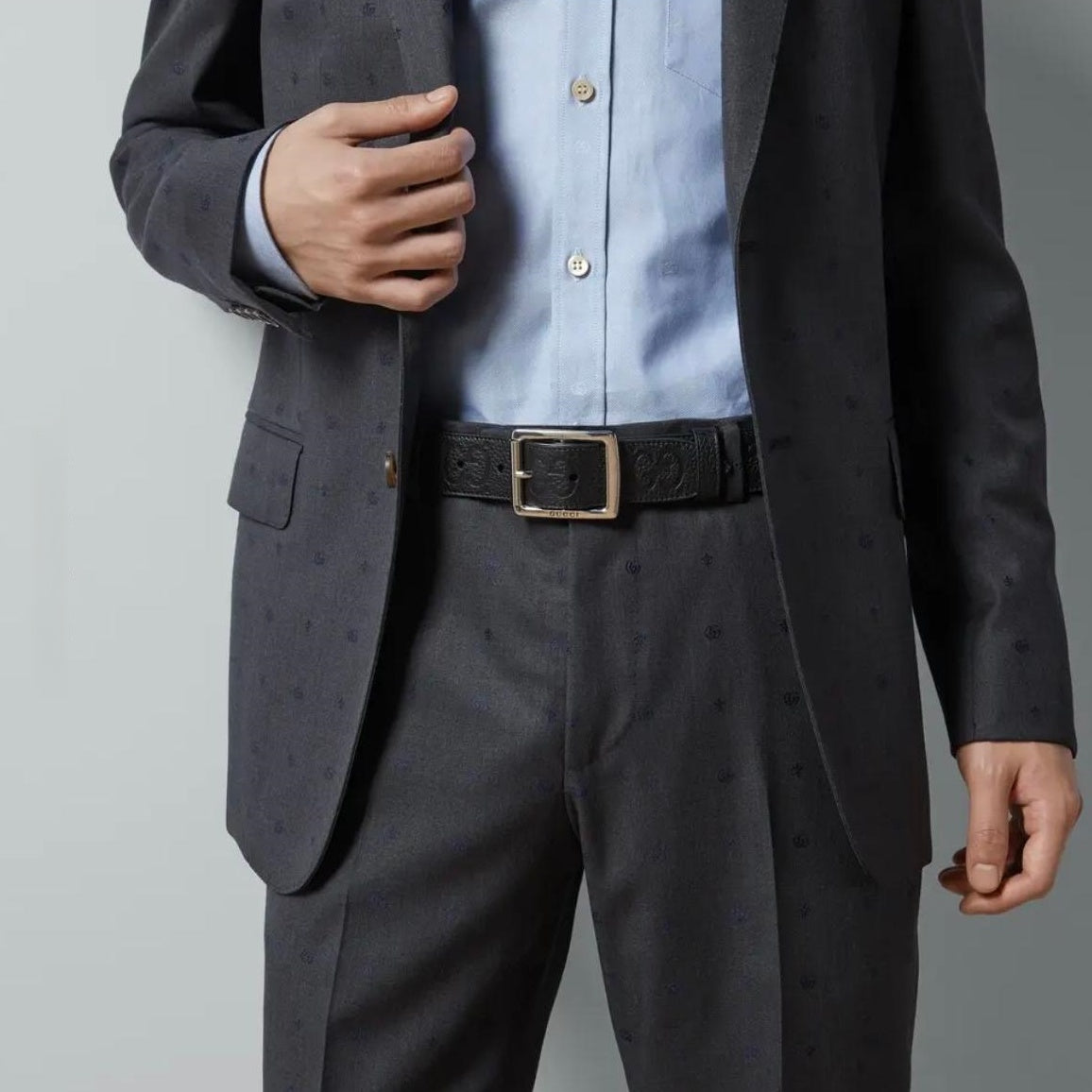 Dual Logo Embossed Pin Buckle Belt E020801