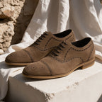 Suede Cap Toe Brogue Oxford Shoes Lace-Up Dress Shoes Y101134