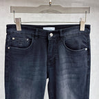 Black Faded Wash Raised Appliqué Pocket Denim Jeans L260622