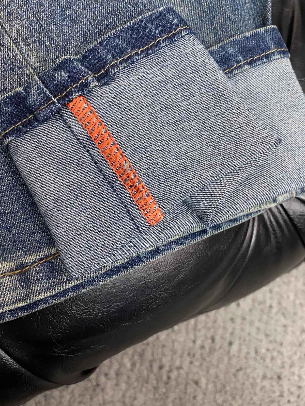 Mid Blue Faded Wash Subtle Printed Pocket Denim Jeans L260615