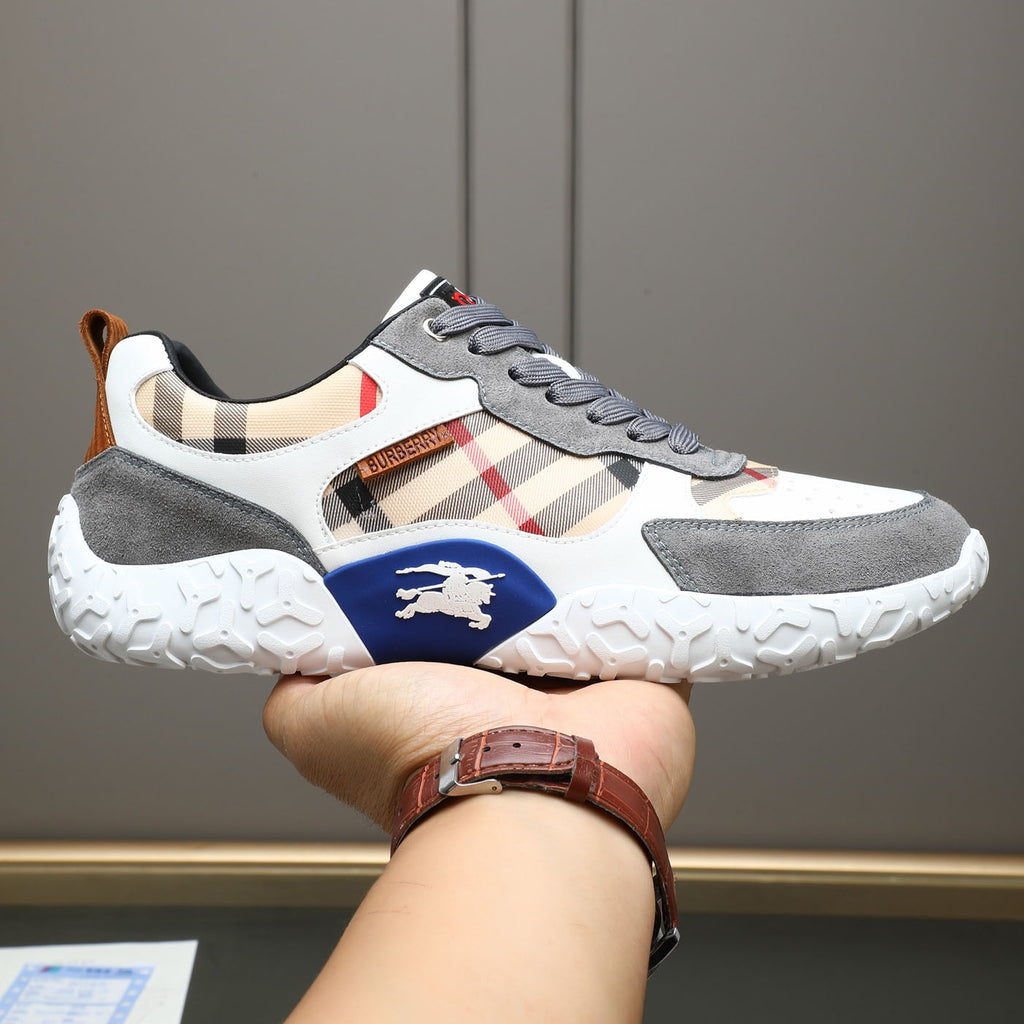Men's Plaid Patchwork Chunky Sole Casual Sneakers NE190125
