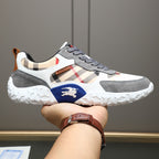 Men's Plaid Patchwork Chunky Sole Casual Sneakers NE190125