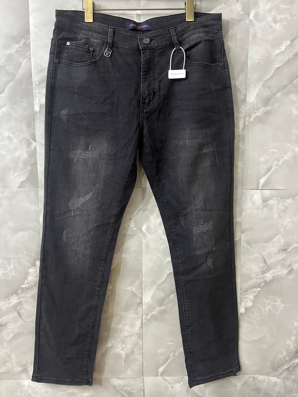 Vintage Charcoal Metal Badge Slim Denim M260715