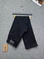 Solid Black Tone-on-Tone Embossed Jeans M260719