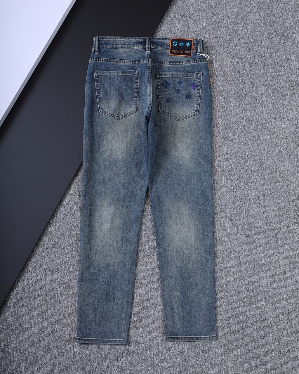 Multi-Color Embroidered Motif Pocket Slim Fit Denim V260827