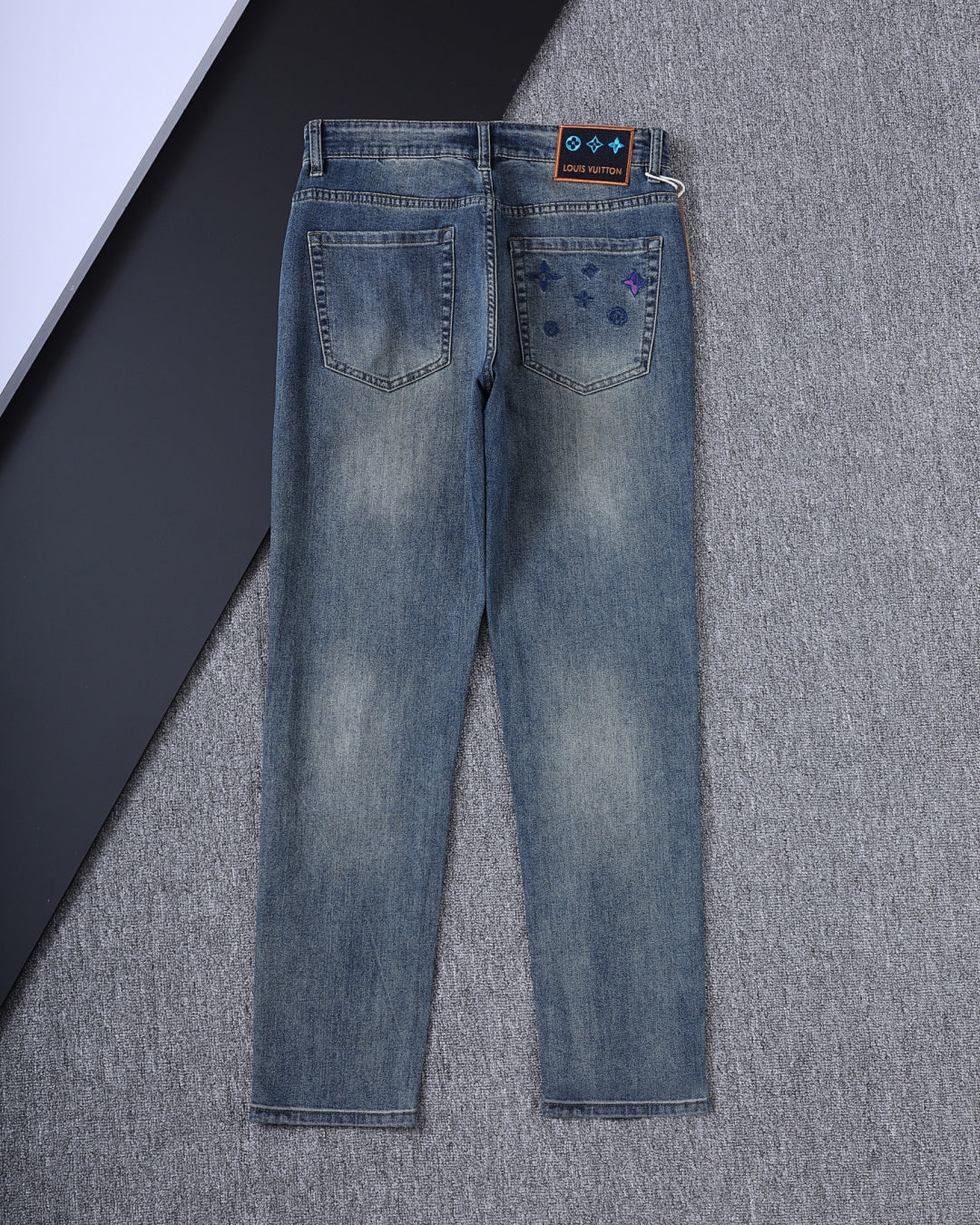 Multi-Color Embroidered Motif Pocket Slim Fit Denim V260827