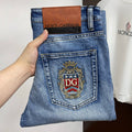 Crest Crown Embroidery Slim Denim E260936