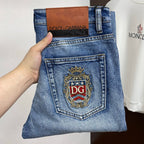 Crest Crown Embroidery Slim Denim E260936