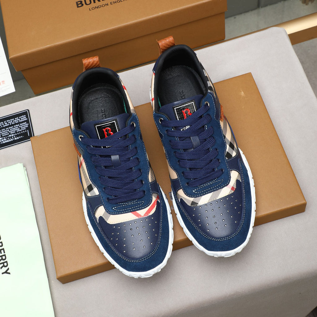 Men's Plaid Patchwork Chunky Sole Casual Sneakers NE190125