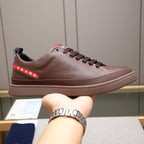 Red Side Label Leather Low Top Sneakers S283408
