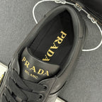 Triangle Badge Flat Lace-up Sneakers With Perforated Toe S265505
