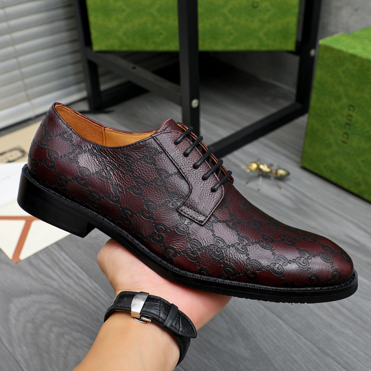 Allover Printed Lace-Up Derby Shoe S283437
