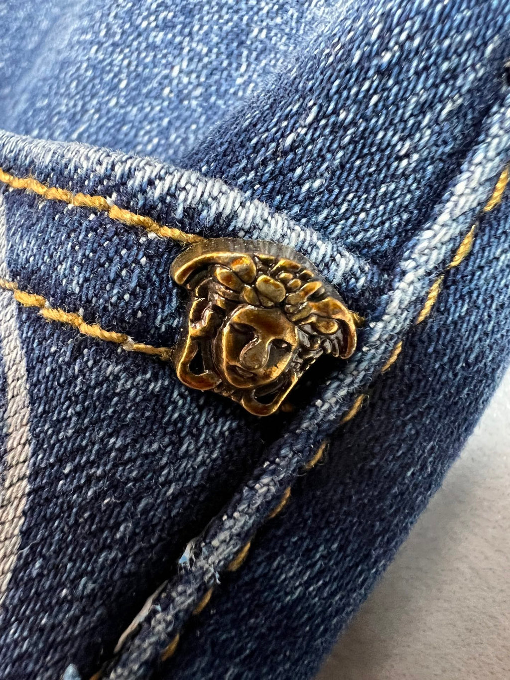 Retro Dark Blue Denim Pants With Portrait Embroidery On Rear Pocket R260527