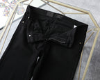 Solid Black Stitched Outline Monogram Slim Denim M260710