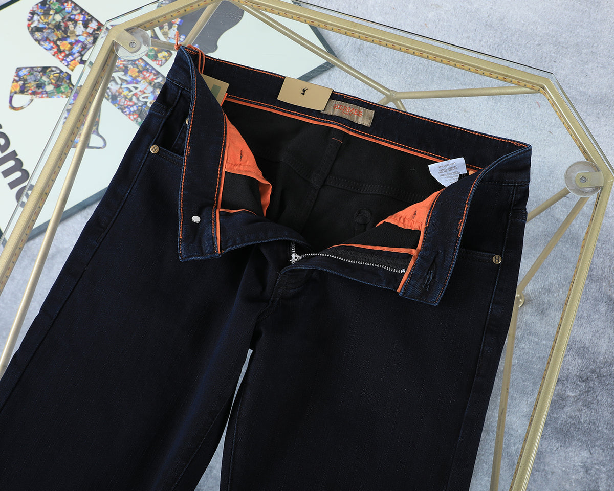 Deep Indigo Horse Embroidery Slim Denim M260709
