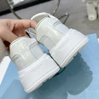 Smooth Leather Fabric Patchwork Triangle Logo Chunky Sole Sneakers S283411