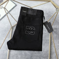 Solid Black Stitched Outline Monogram Slim Denim M260710