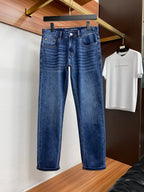 Medium Blue Wash Embroidery Letter Pocket Denim Jeans L260628