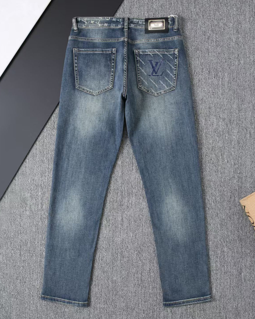 Vintage Blue Printed Mens Jeans E260925