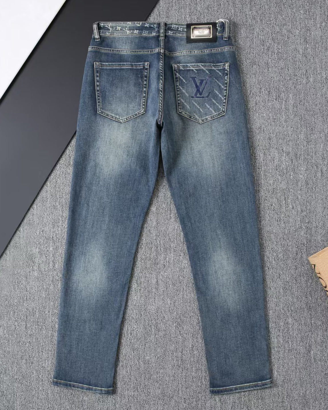Vintage Blue Printed Mens Jeans E260925