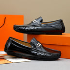 Men's Patent Gloss H Metal Buckle Slip-On Loafers NE190142