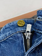 Cartoon Applique Monogram Pocket Slim Fit Denim E260937