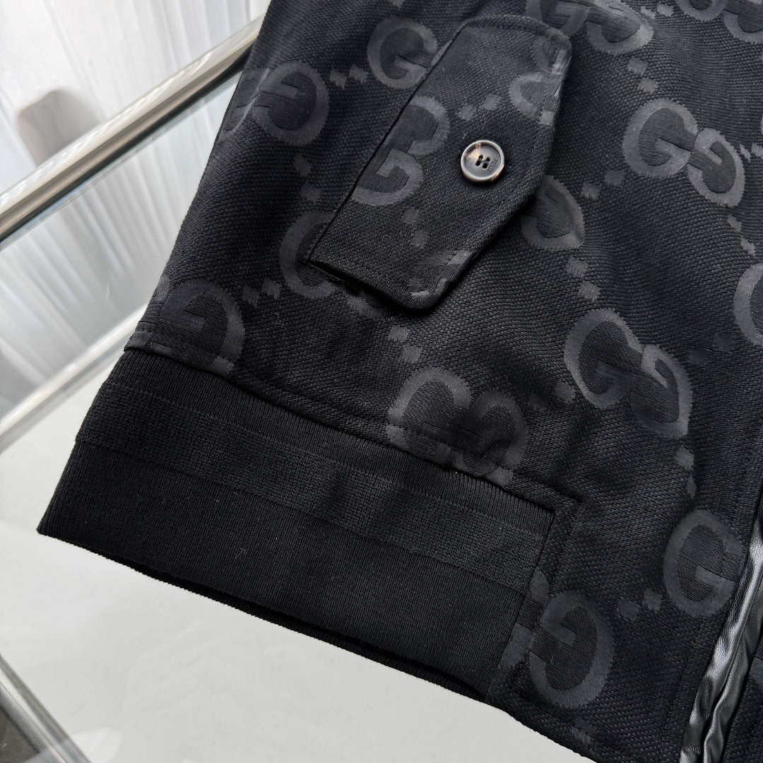 Full Monogram Stand Collar Zip Jacket Retro Pattern Bomber Coat N050501