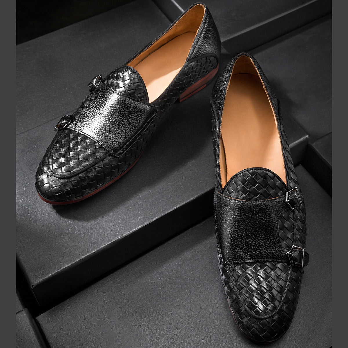 Woven Double Monk Loafers P050523