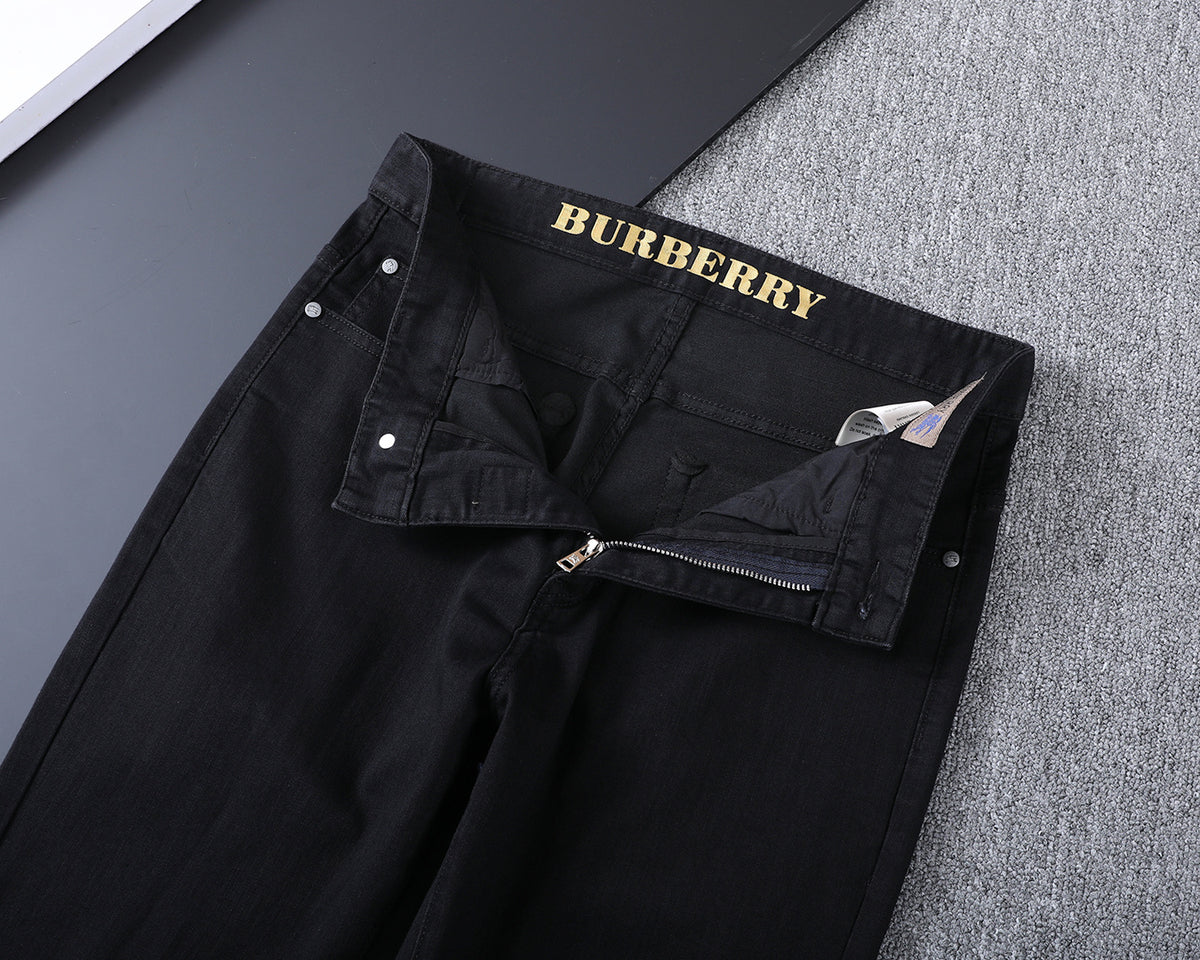 Solid Black Slim Denim With Flocked Equestrian Graphic V260836