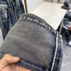 Mandala Print Back Pocket Vintage Wash Slim Jeans C261001