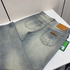 Faded Light Blue Embossed Monogram Slim Denim Jeans M260730