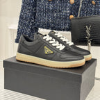 Triangle Badge Flat Lace-up Sneakers With Perforated Toe S265505