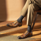 Cap Toe Brogue Oxford Shoes Lace-Up Formal Dress Shoes Y101107