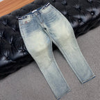 Circular Badge Embroidery Back Pocket Denim Jeans L260616