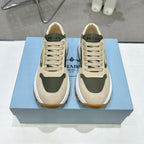Suede Fabric Patchwork Triangle Logo Chunky Sole Sneakers S283410