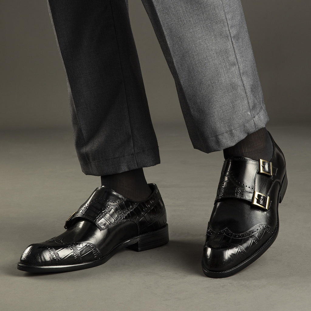 Wingtip Brogue Double Monk Strap Shoes Y101150