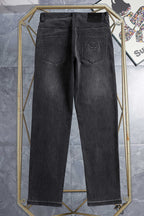 Dark Grey Wash Monogram Embroidery Slim Denim Jeans M260747