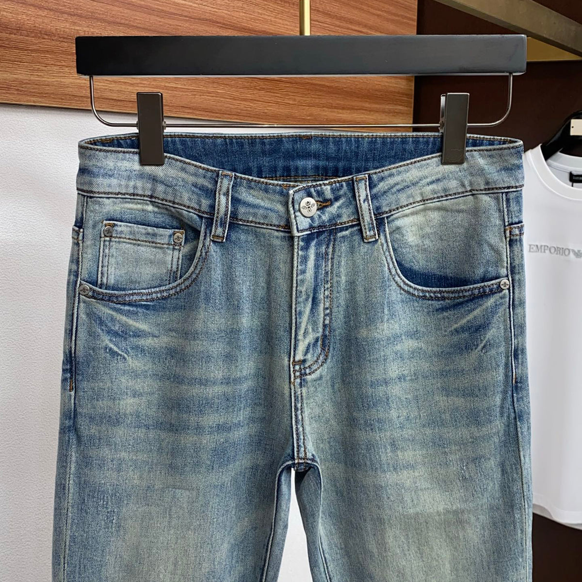 Vintage Wash Graphic Printed Pocket Denim Jeans L260630