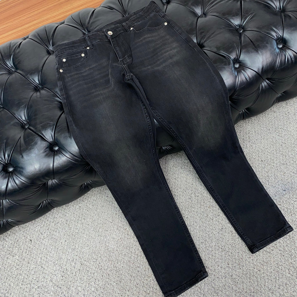 Black Washed Mens Embroidered Pocket Denim Trousers R260522