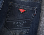 Vintage Fade Triangle Emblem & Text Print Jeans V260821